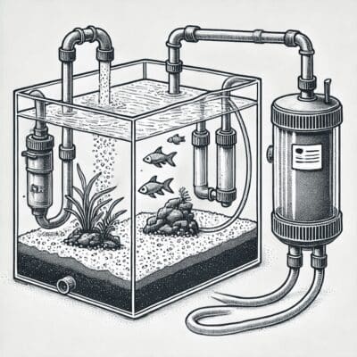 Choosing the Right Aquarium Filter, a photo of a black and white fish tank with a filter