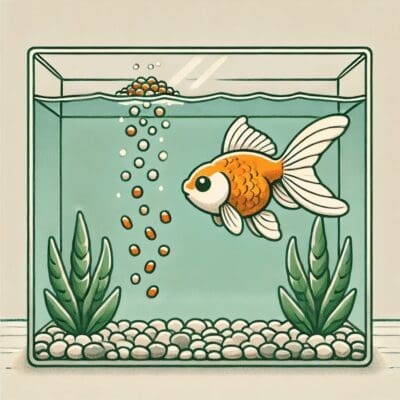 Fastest way to cycle a fish tank, image of a goldfish being fed.