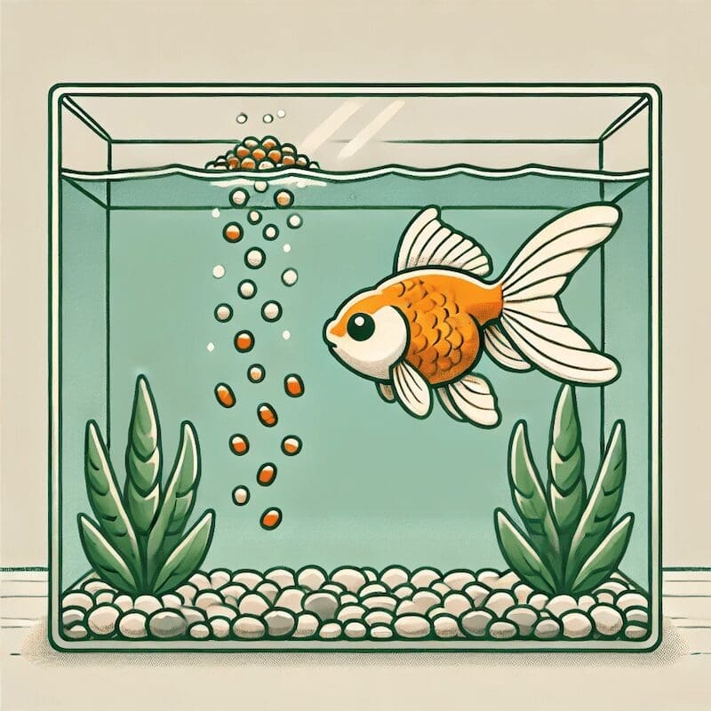 Fastest way to cycle a fish tank, image of a goldfish being fed.