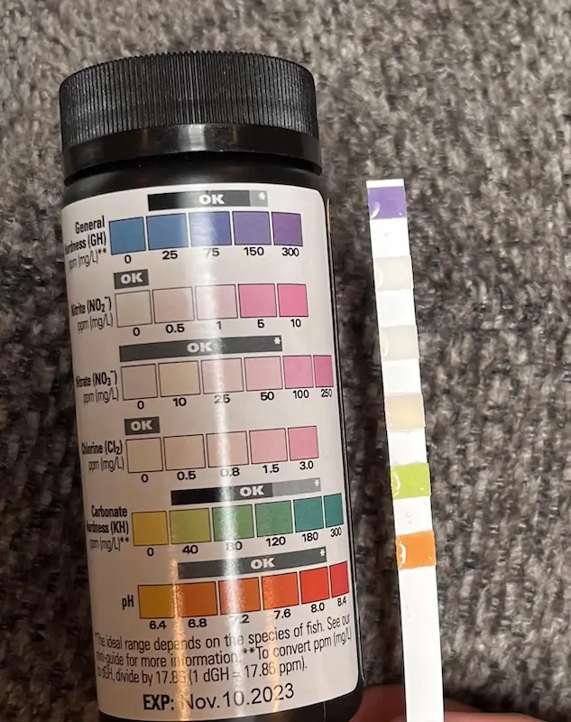 Image of water hardness test strip